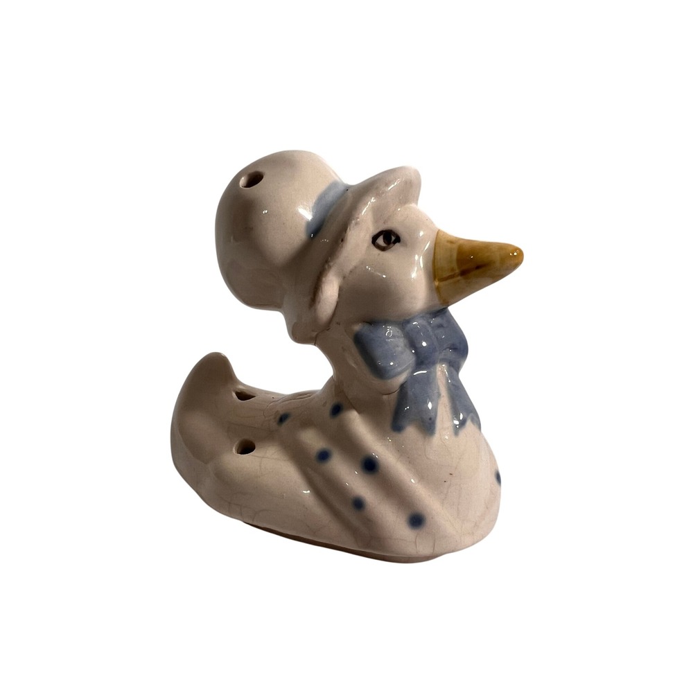 Vintage Mother Goose Ceramic Potpourri Holder Blue Polka Dot Figurine